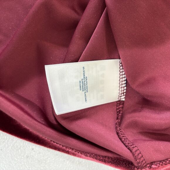 Lands End Red Burgundy Velvet Top Women M Button Front Vneck Soft Comfort Velour - Picture 6 of 7